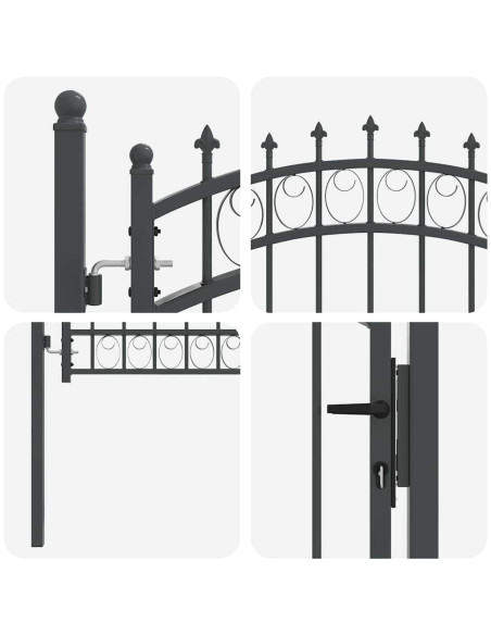 Cancello della recinzione con punte Grigio 150 x 100 cm