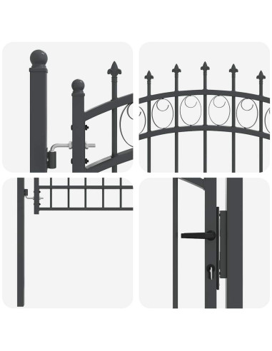 Cancello della recinzione con punte Grigio 170 x 100 cm