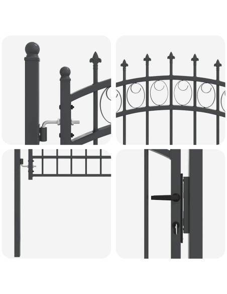 Cancello della recinzione con punte Grigio 170 x 100 cm