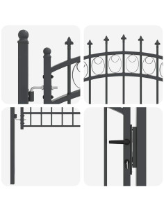 Cancello della recinzione con punte Grigio 200 x 100 cm 2