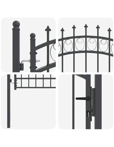 Cancello della recinzione con punte Grigio 200 x 100 cm