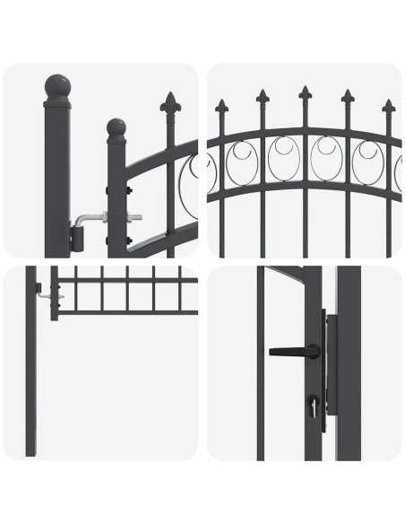 Cancello della recinzione con punte Grigio 200 x 100 cm