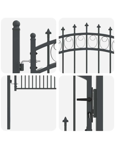 Cancello della recinzione con punte Grigio 100 x 100 cm