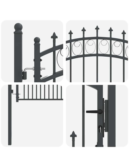Cancello della recinzione con punte Grigio 100 x 100 cm