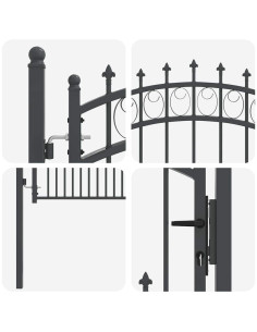 Cancello della recinzione con punte Grigio 125 x 100 cm 2