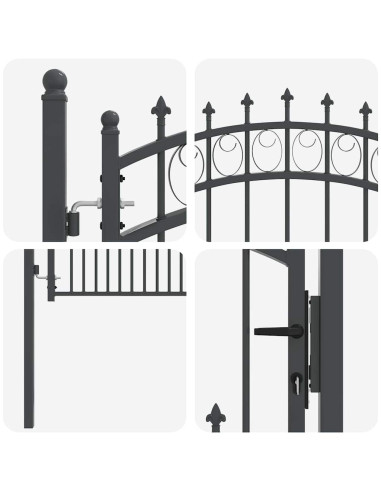 Cancello della recinzione con punte Grigio 125 x 100 cm