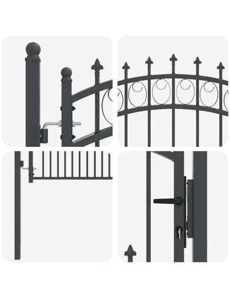 Cancello della recinzione con punte Grigio 125 x 100 cm