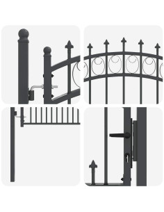 Cancello della recinzione con punte Grigio 150 x 100 cm 2