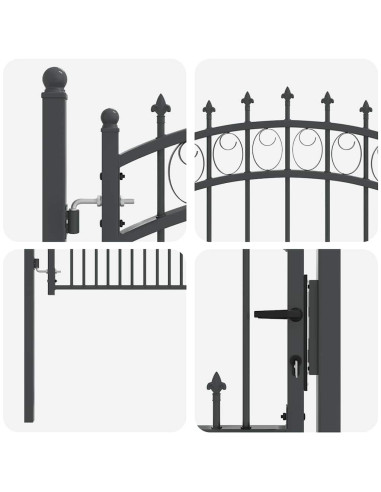 Cancello della recinzione con punte Grigio 150 x 100 cm