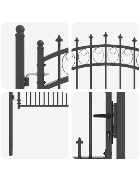 Cancello della recinzione con punte Grigio 150 x 100 cm