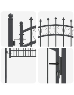 Cancello della recinzione con punte Grigio 170 x 100 cm 2