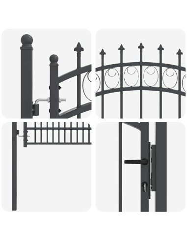 Cancello della recinzione con punte Grigio 170 x 100 cm
