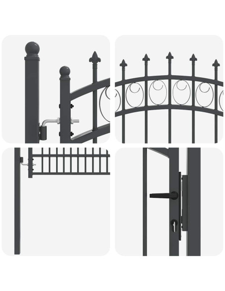 Cancello della recinzione con punte Grigio 170 x 100 cm