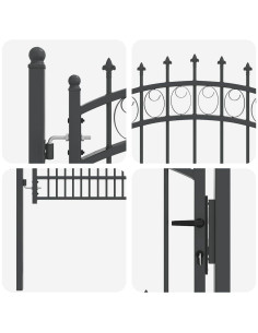 Cancello della recinzione con punte Grigio 200 x 100 cm 2