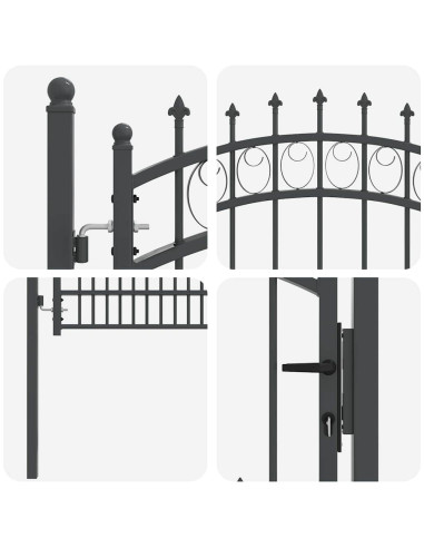 Cancello della recinzione con punte Grigio 200 x 100 cm