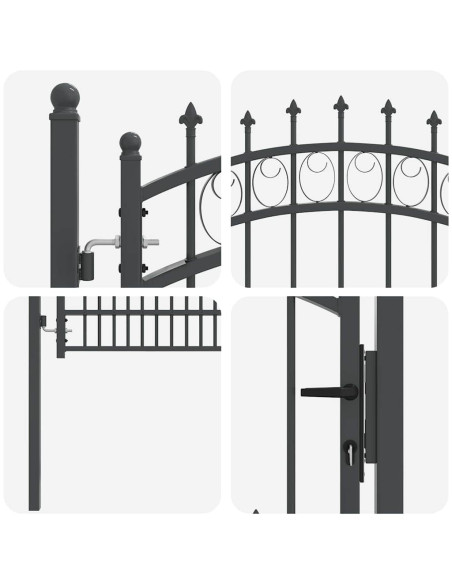 Cancello della recinzione con punte Grigio 200 x 100 cm