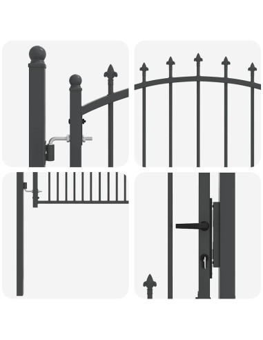 Cancello della recinzione con punte Grigio 100 x 100 cm
