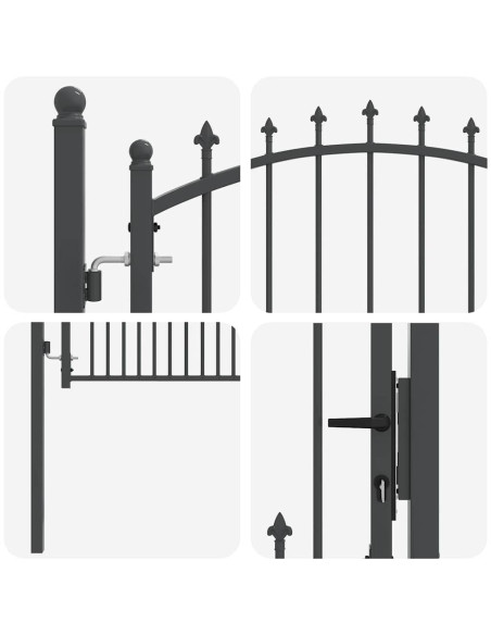 Cancello della recinzione con punte Grigio 100 x 100 cm
