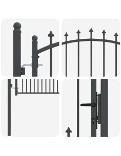 Cancello della recinzione con punte Grigio 125 x 100 cm 2