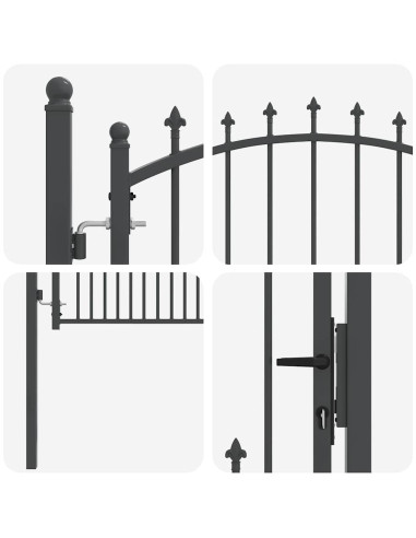 Cancello della recinzione con punte Grigio 125 x 100 cm