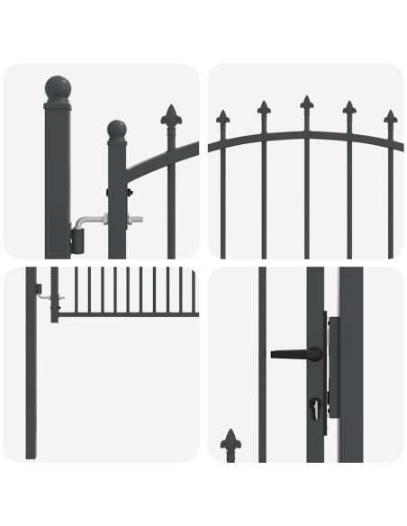 Cancello della recinzione con punte Grigio 125 x 100 cm