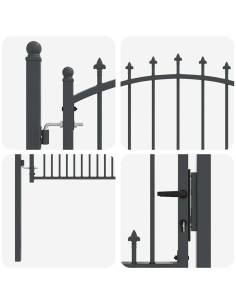 Cancello della recinzione con punte Grigio 150 x 100 cm 2