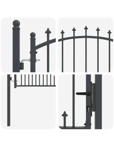 Cancello della recinzione con punte Grigio 150 x 100 cm