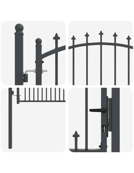Cancello della recinzione con punte Grigio 150 x 100 cm