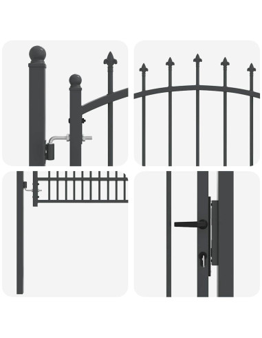 Cancello della recinzione con punte Grigio 170 x 100 cm