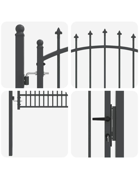 Cancello della recinzione con punte Grigio 170 x 100 cm
