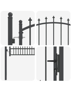 Cancello della recinzione con punte Grigio 200 x 100 cm 2