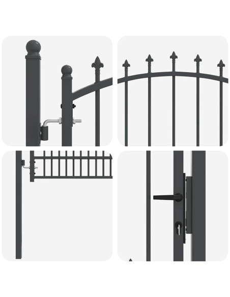Cancello della recinzione con punte Grigio 200 x 100 cm