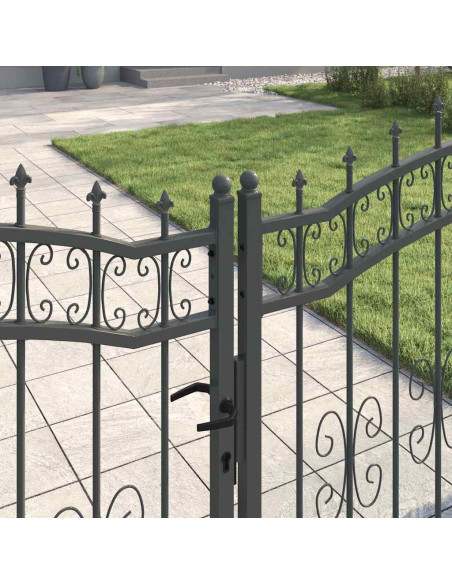 Cancello con Punta a Lancia Grigio 305 x 125 cm Acciaio