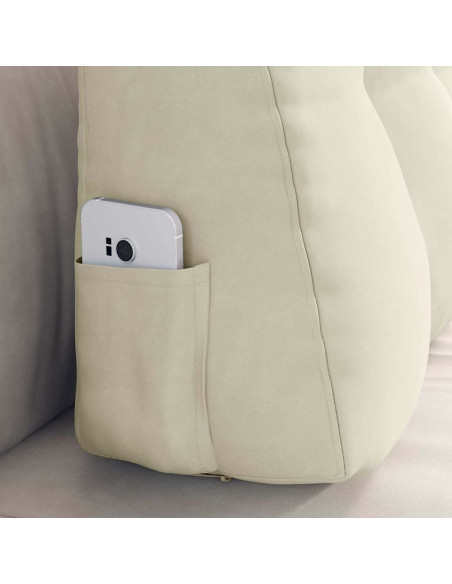 Cuscino per Schiena Crema 80 x 24 x 50 cm Velluto