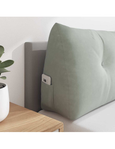 Cuscino per Schiena Grigio chiaro 160 x 24 x 50 cm Velluto