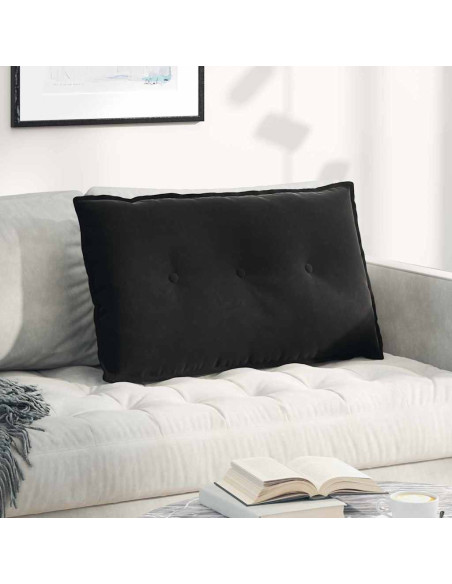 Cuscino per Schiena Nero 80 x 50 cm Tessuto in Cords