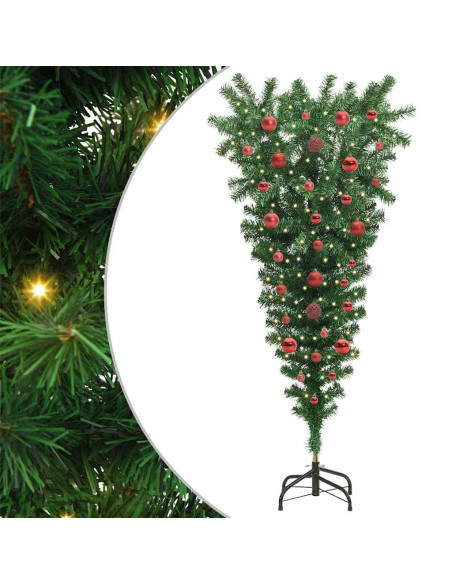 Albero di Natale artificiale pre-illuminato rovesciato con set di palline