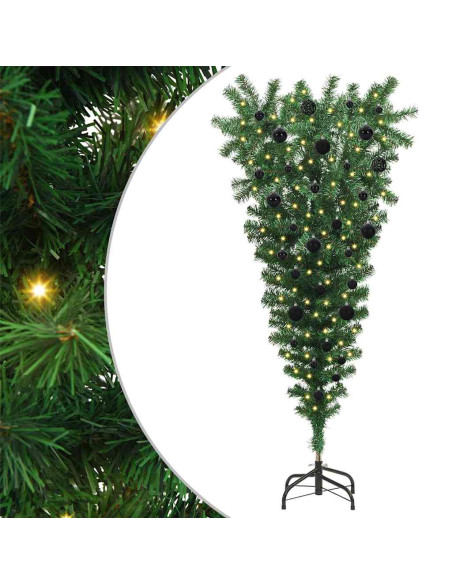Albero di Natale artificiale pre-illuminato rovesciato con set di palline