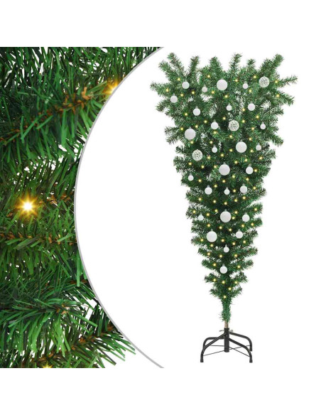 Albero di Natale artificiale pre-illuminato rovesciato con set di palline