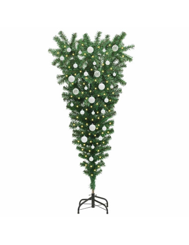 Albero di Natale artificiale pre-illuminato rovesciato con set di palline