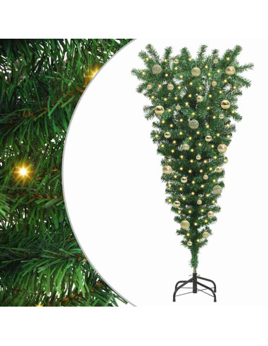 Albero di Natale artificiale pre-illuminato rovesciato con set di palline