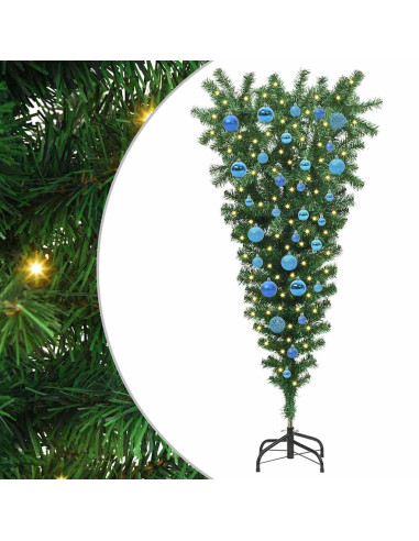 Albero di Natale artificiale pre-illuminato rovesciato con set di palline