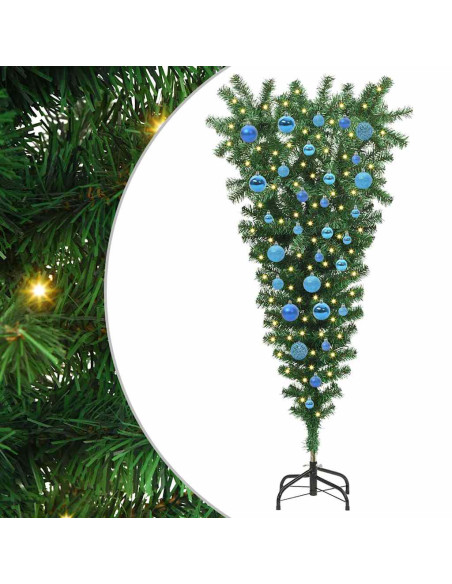 Albero di Natale artificiale pre-illuminato rovesciato con set di palline