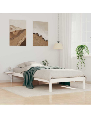 Letto con Tavolini Laterali Bianco 100 x 210 cm Pino massello