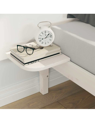 Letto con Tavolini Laterali Bianco 160 x 210 cm Pino massello