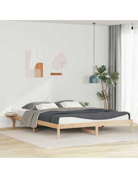 Letto con Tavolini Laterali Naturale 180 x 210 cm Pino massello