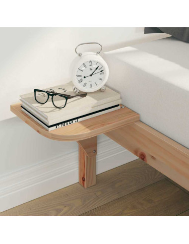 Letto con Tavolini Laterali Naturale 200 x 210 cm Pino massello