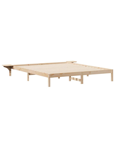 Letto con Tavolini Laterali Naturale 200 x 210 cm Pino massello