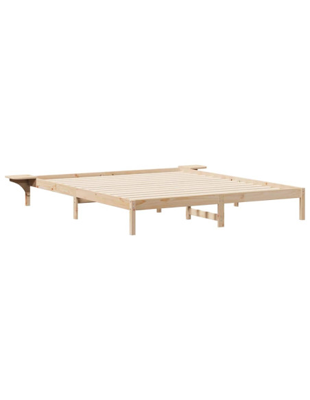 Letto con Tavolini Laterali Naturale 200 x 210 cm Pino massello