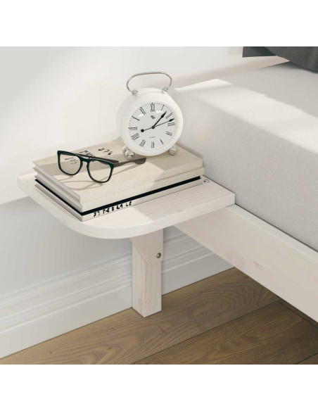 Letto con Tavolini Laterali Bianco 200 x 210 cm Pino massello